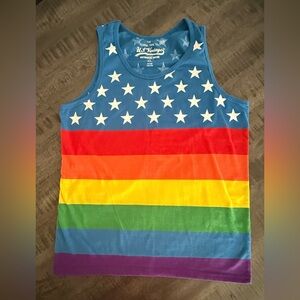 VINTAGE Men's Blue Rainbow Star Tank Top